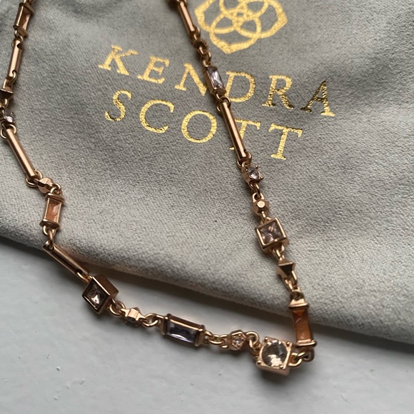 NWT Addison Rose Gold Necklace Dichroic Glass with Dust Bag - Picture 2 of 3